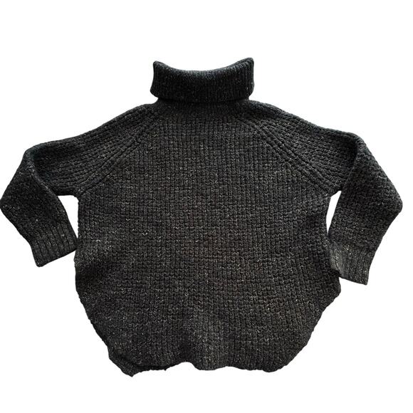 Free People Size Small Dark Gray Dylan Waffle Knit Oversized Turtleneck Sweater - Picture 6 of 6